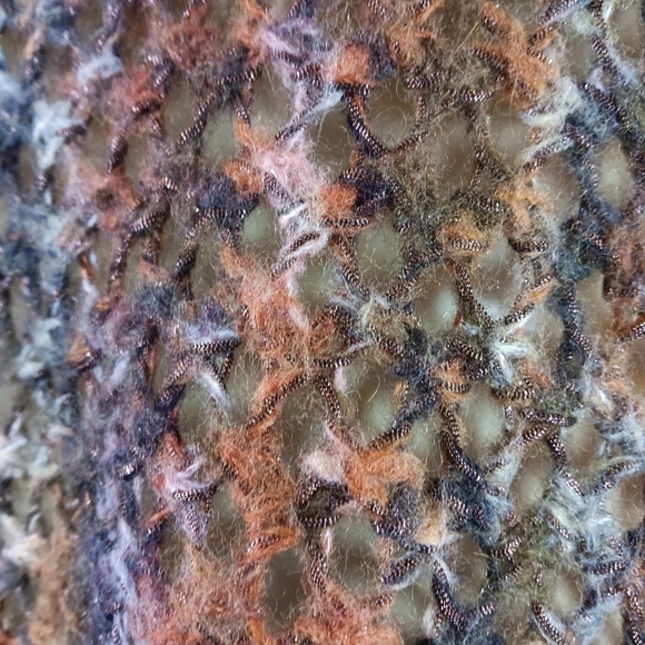 Express Womens Large Y2K Knit Hooded Poncho Open Weave Cable Earthy Metallic - Picture 15 of 15